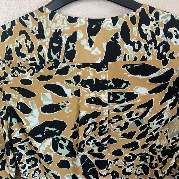 Topshop Leopard Animal Print Short Sleeve Dress With Slit & Pleats US Size 2 - Picture 13 of 14